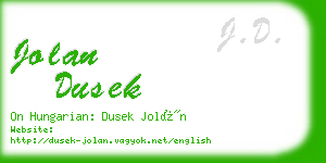 jolan dusek business card